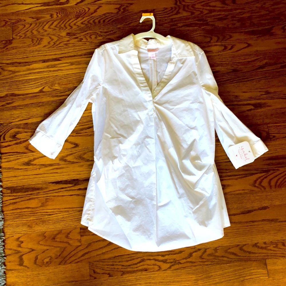 White Maternity Work Shirt